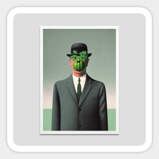 The Son of Man illustration in Rene Magrittees style Sticker